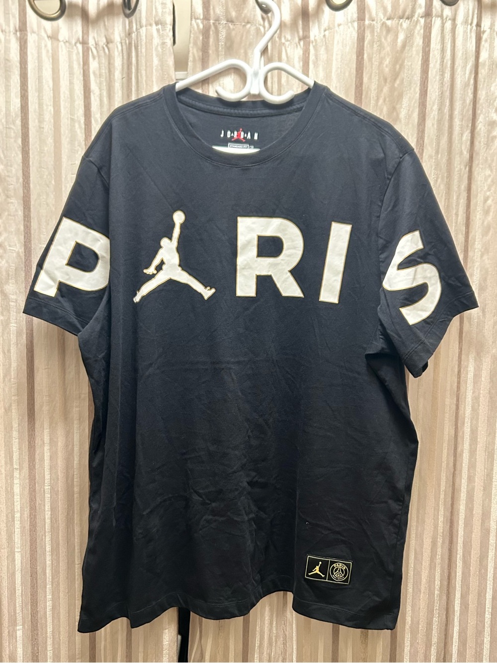 Jordan Paris St. Germain Short Sleeve Logo T-Shirt, Black/White, Men’s Size XXL